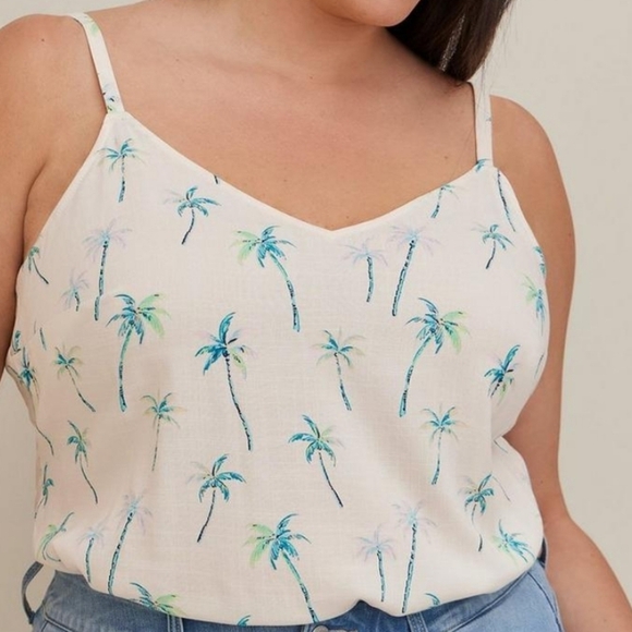 Torrid Summer Palm Tree Ava Rayon Slub Cami Size 2X - Picture 1 of 9